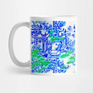 Blue pagodas and green maple Mug